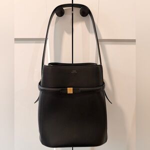 Toteme belted black shoulder bucket bag